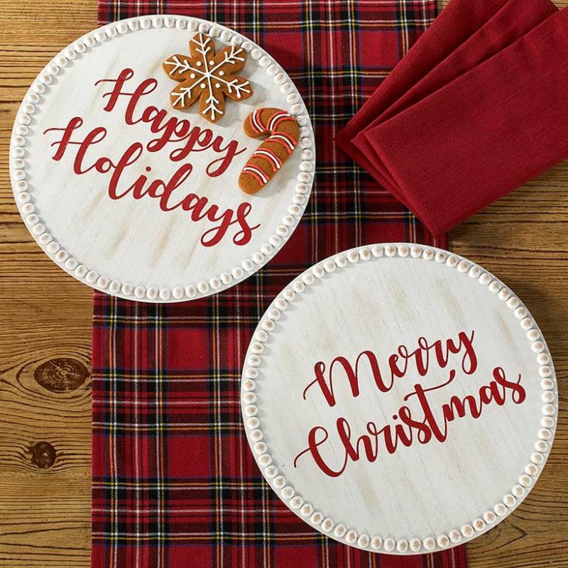 Dinnerware & Serveware | 12" Beaded Holiday Trays Dinnerware & Serveware Dinnerware & Serveware