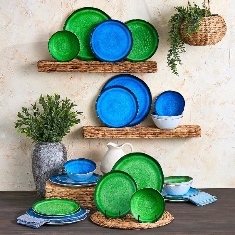 Dinnerware & Serveware | 12-Pc. Rustic Melamine Dinnerware Set Dinnerware & Serveware Blue