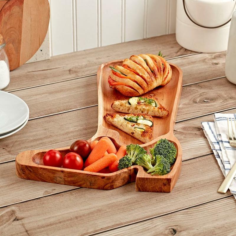 Dinnerware & Serveware | 2-Section Dolly Parton Acacia Wood Boot Serving Tray Dinnerware & Serveware Dinnerware & Serveware