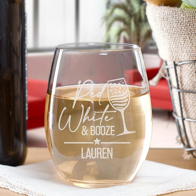 Dinnerware & Serveware | Personalized Red White And Booze Stemless Wine Glass Dinnerware & Serveware Dinnerware & Serveware