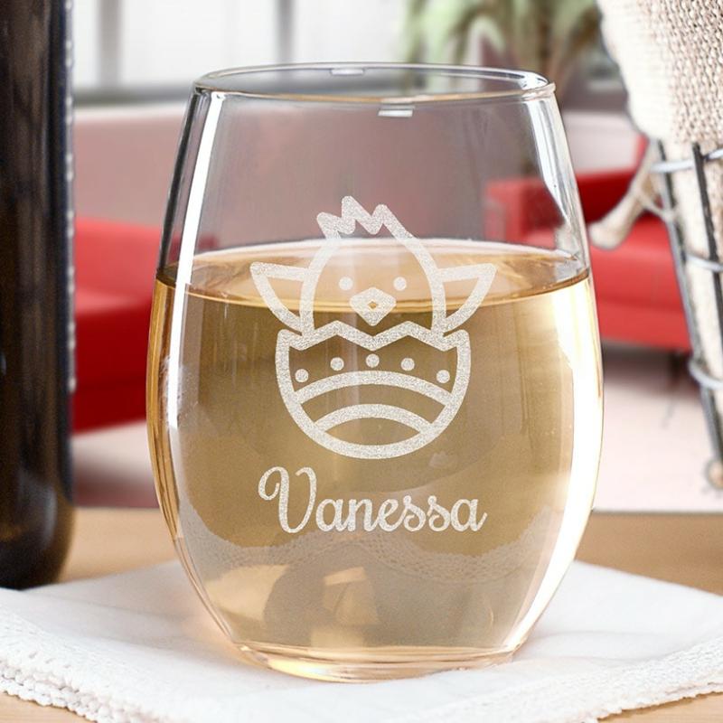 Drinkware | Personalized Easter Stemless Wine Glass Dinnerware & Serveware Dinnerware & Serveware