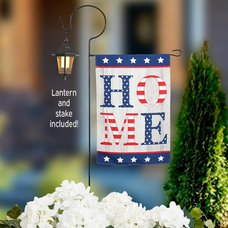 Garden Accents | Americana Flag With Solar Flag Stake Garden & Outdoors Garden Accents