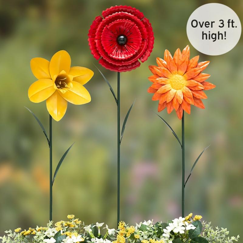 Garden Accents | Colorful Floral Garden Stakes Garden & Outdoors Garden Accents