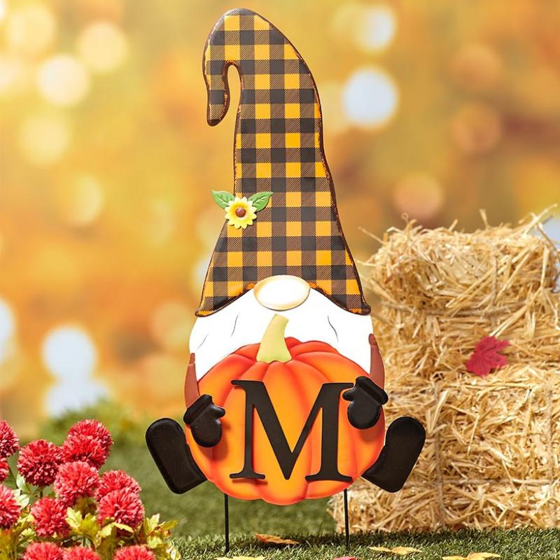 Garden Accents | Monogram Fall Gnome Stakes Garden & Outdoors Garden Accents