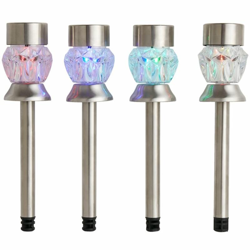 Garden Accents | Set Of 4 Solar Color-Changing Diamond Garden Stake Lights Garden & Outdoors Garden Accents