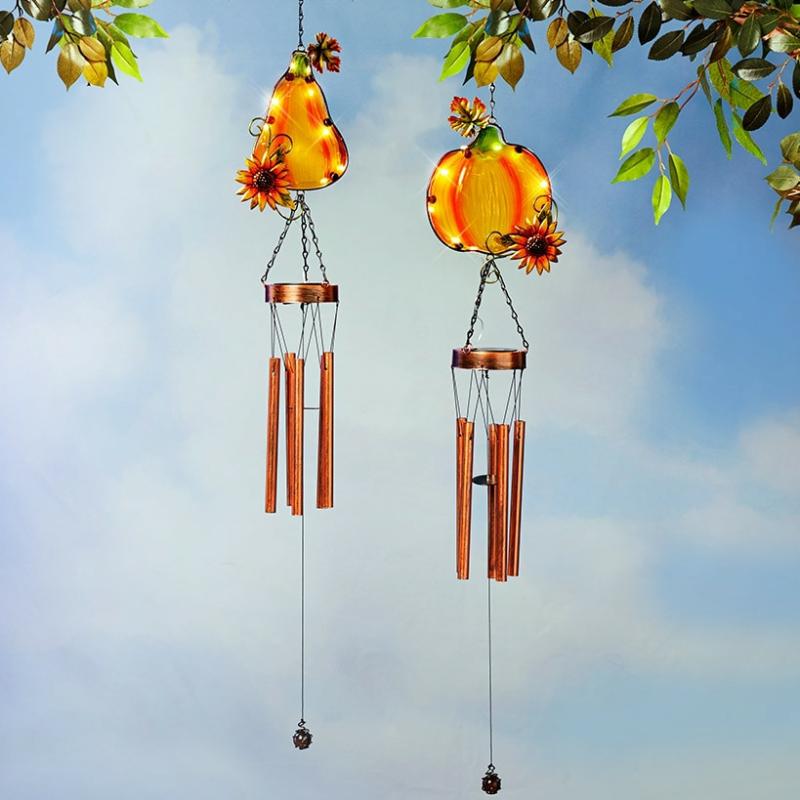 Garden Accents | Solar Fall-Themed Wind Chimes Garden & Outdoors Garden Accents