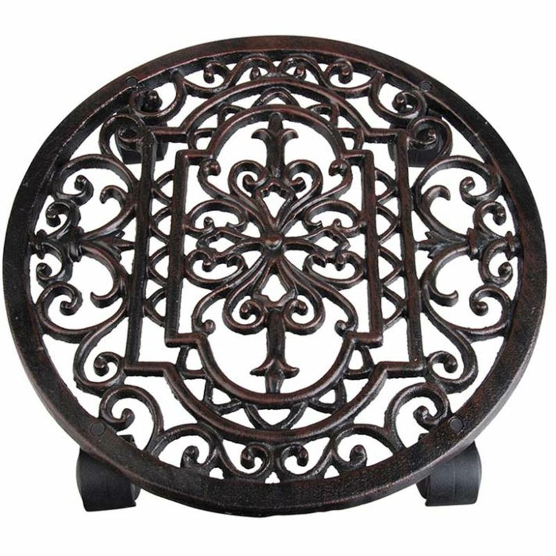 Gardening Solutions | Filigree Round Antique Rust Plant Trolley Garden & Outdoors Gardening Solutions