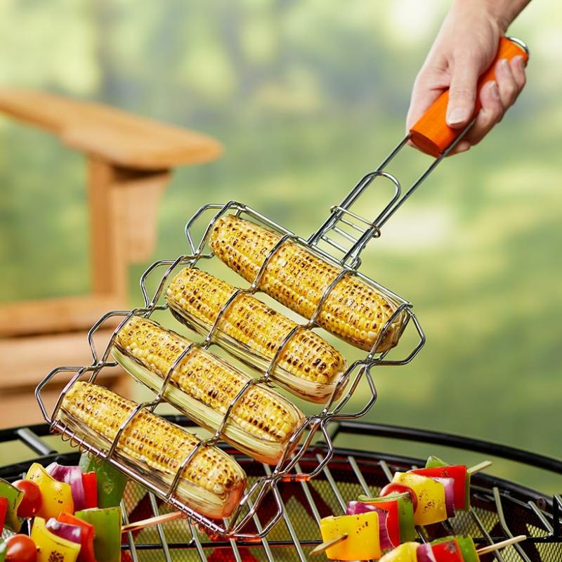 Outdoor Bbq & Grill | Corn Grilling Basket Kitchen & Dining Outdoor Bbq & Grill