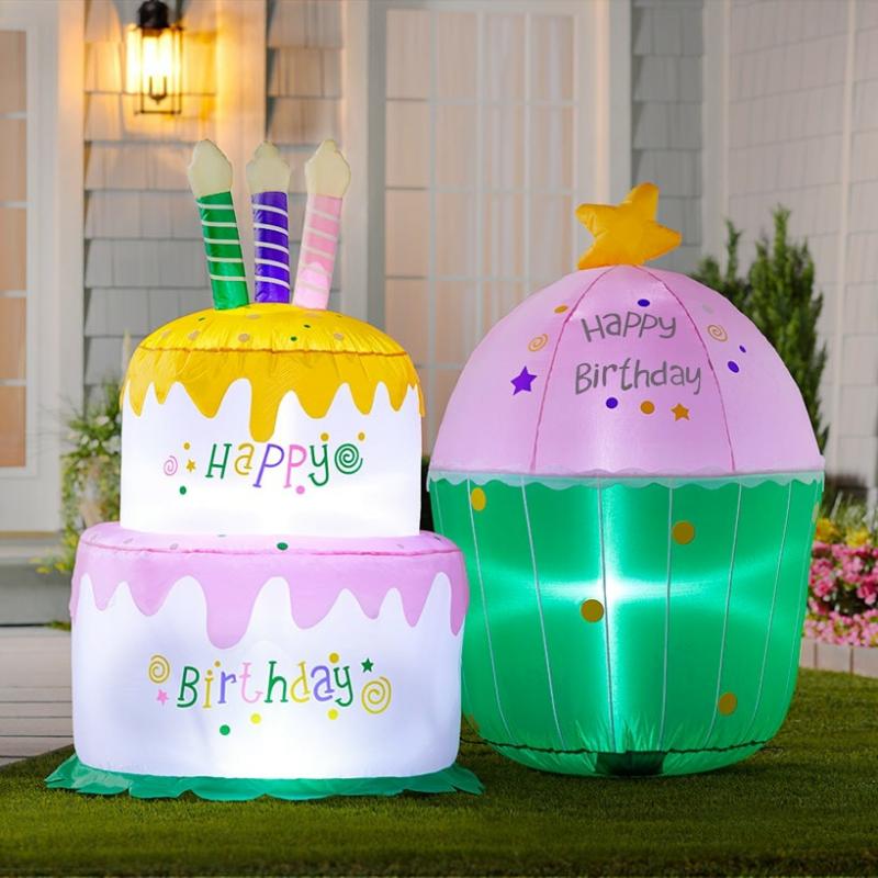 Outdoor Decor | 4-Ft. Happy Birthday Inflatables Garden & Outdoors Garden Accents