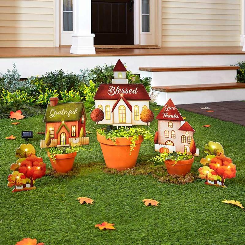 Outdoor Decor | 5-Pc. Lighted Village Stakes Garden & Outdoors Garden Accents