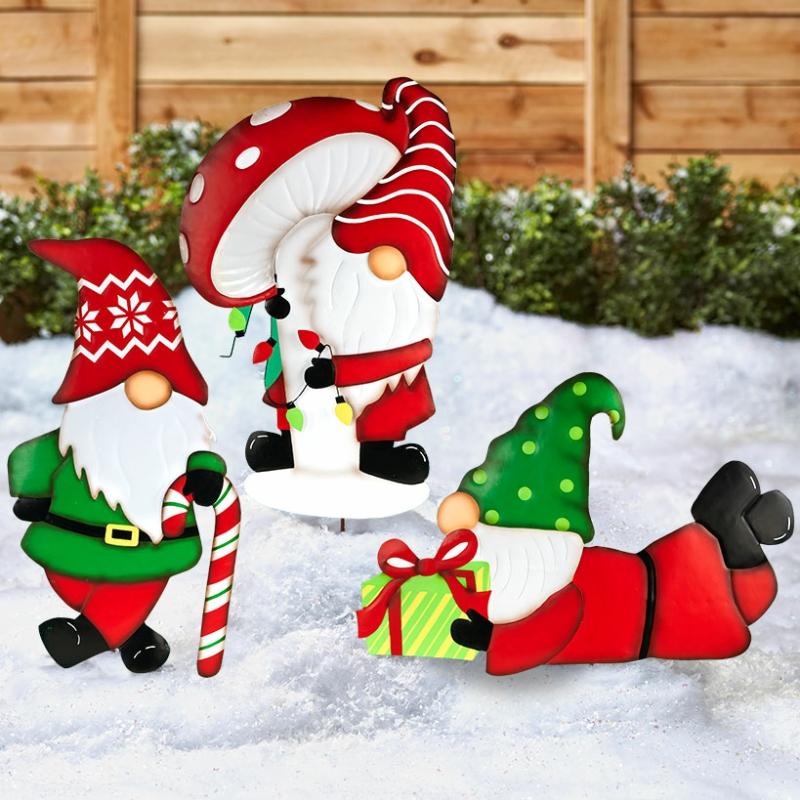 Outdoor Decor | Christmas Gnome Garden Stakes Garden & Outdoors Garden Accents