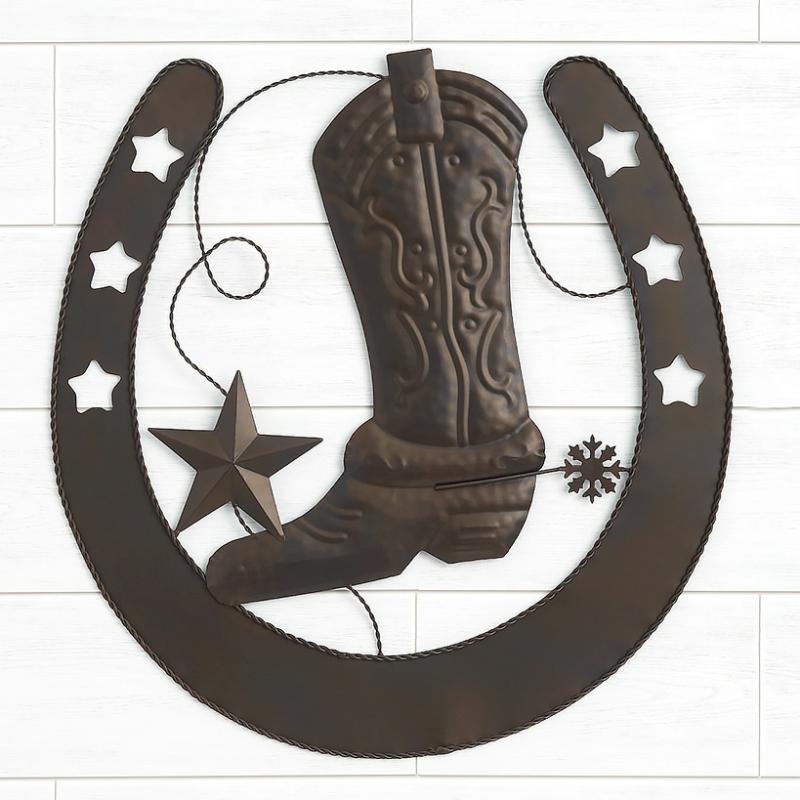 Outdoor Decor | Cowboy Boot And Horseshoe Wall Art Garden & Outdoors Garden Accents