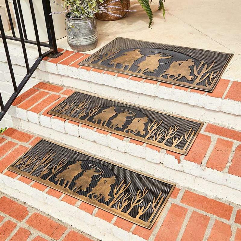 Outdoor Decor | Home On The Range Set Of 2 Stair Treads And Doormat Garden & Outdoors Outdoor Decor