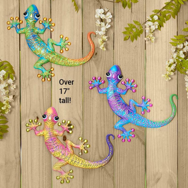 Outdoor Decor | Metal Gecko Wall Decor Garden & Outdoors Blue