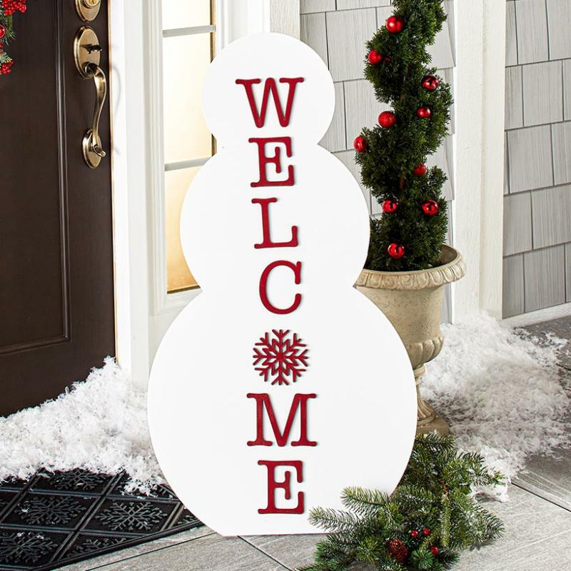 Outdoor Decor | Outdoor Welcome Snowman Porch Leaner Garden & Outdoors Garden Accents