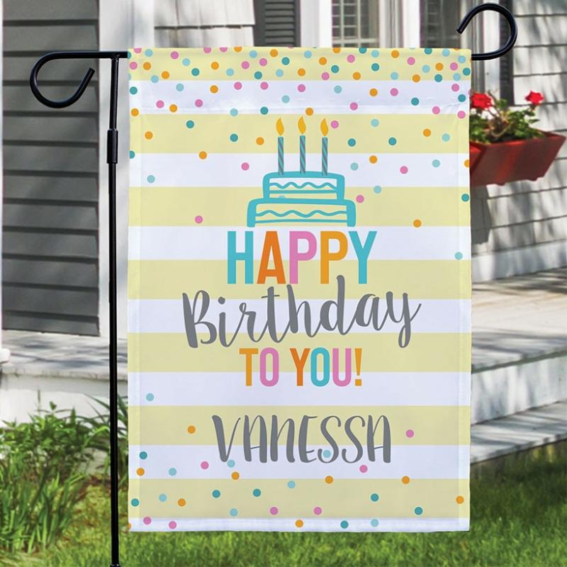 Outdoor Decor | Personalized Happy Birthday Garden Flag Garden & Outdoors Garden Accents