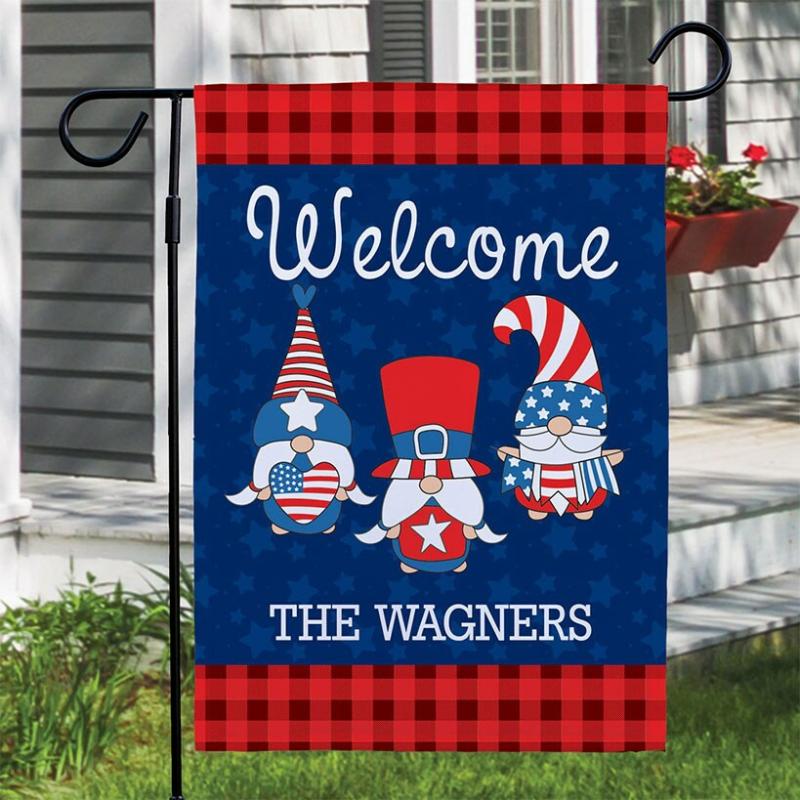 Outdoor Decor | Personalized Patriotic Gnome Garden Flag Garden & Outdoors Outdoor Decor