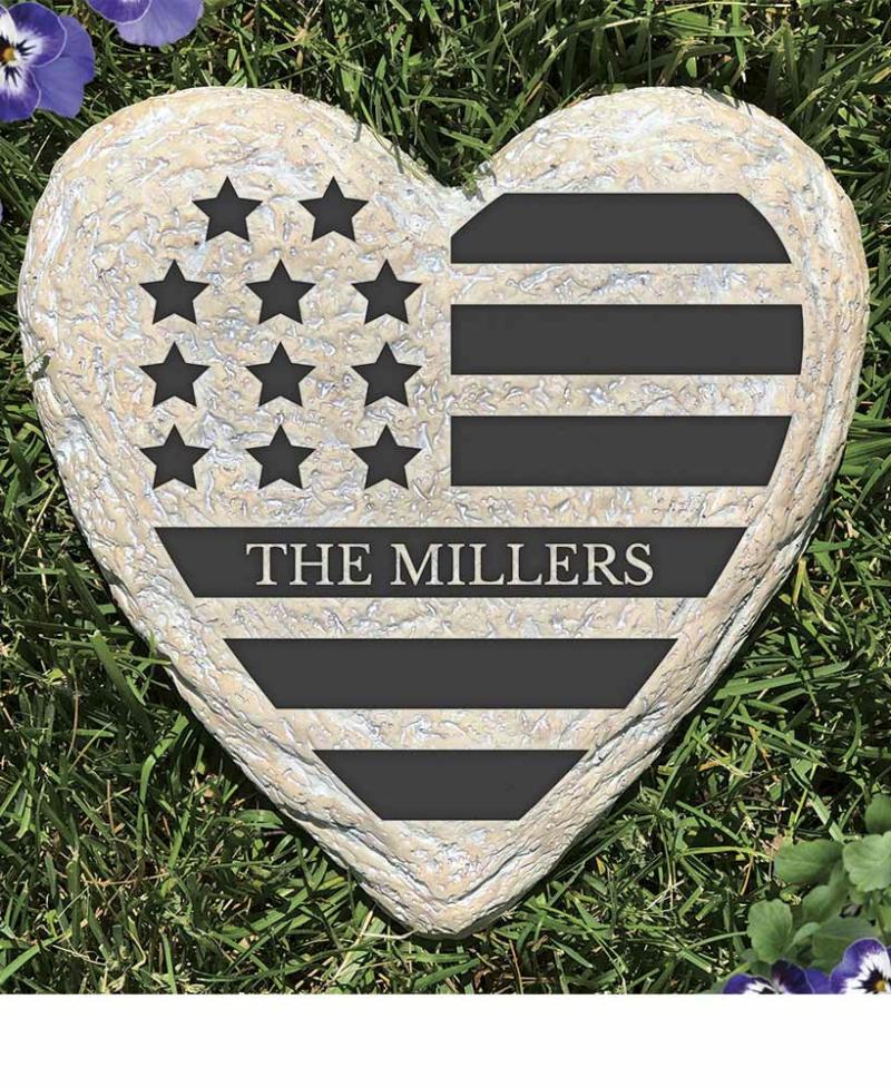 Outdoor Decor | Personalized Patriotic Heart Garden Stone Garden & Outdoors Garden Accents