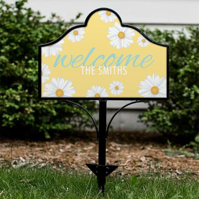 Outdoor Decor | Personalized Yellow Welcome Yard Sign Magnet Garden & Outdoors Garden Accents