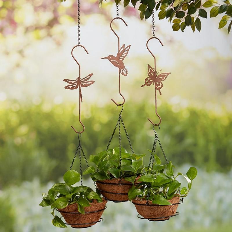 Outdoor Decor | Set Of 3 Metal Plant Hangers Garden & Outdoors Outdoor Decor