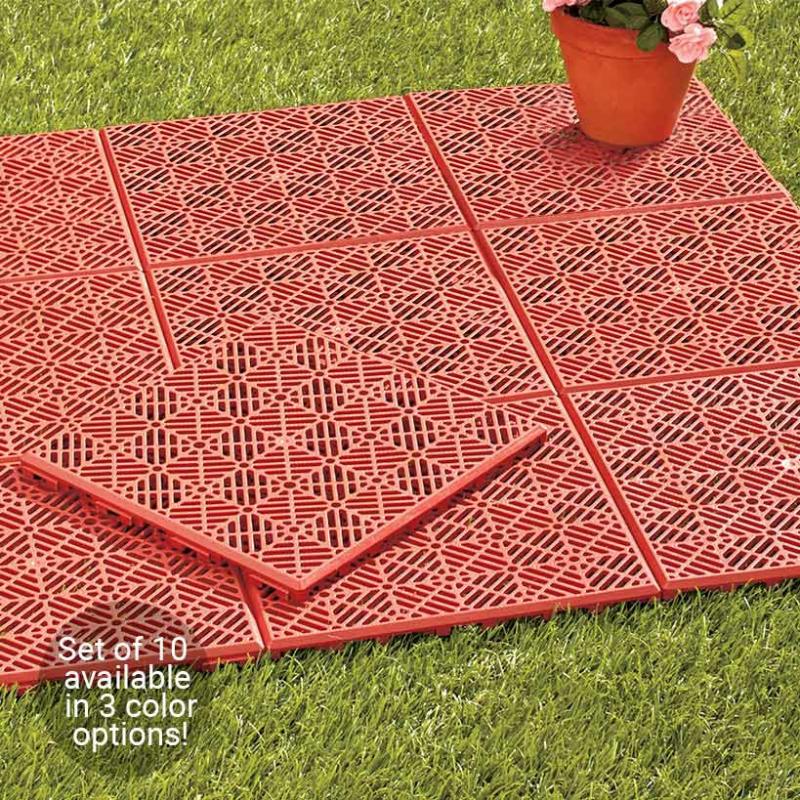 Outdoor Decor | Sets Of 10 Interlocking Patio Or Walkway Tiles Garden & Outdoors Garden Accents