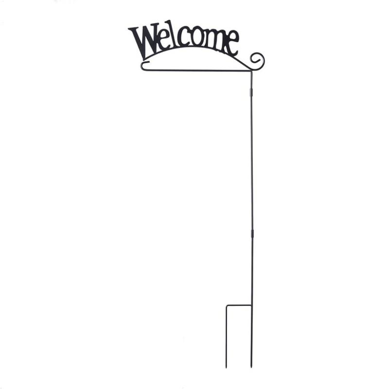 Outdoor Decor | Welcome Wrought Iron Garden Flag Stand Garden & Outdoors Garden Accents