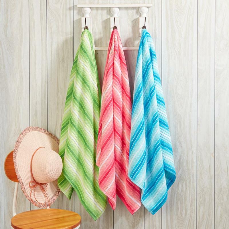 Outdoor & Water Fun | 30" X 60" Multi-Stripe Bright Beach Towels Garden & Outdoors Green