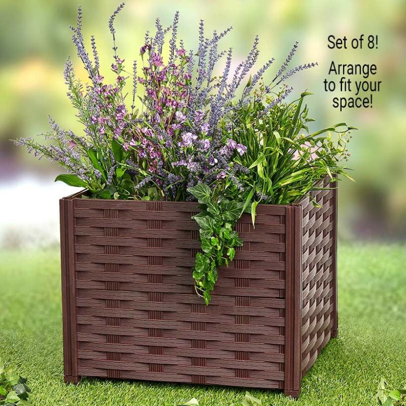 Planters & Gardening | 8-Pc. Adjustable Weaved Design Raised Garden Bed Garden & Outdoors Outdoor Decor