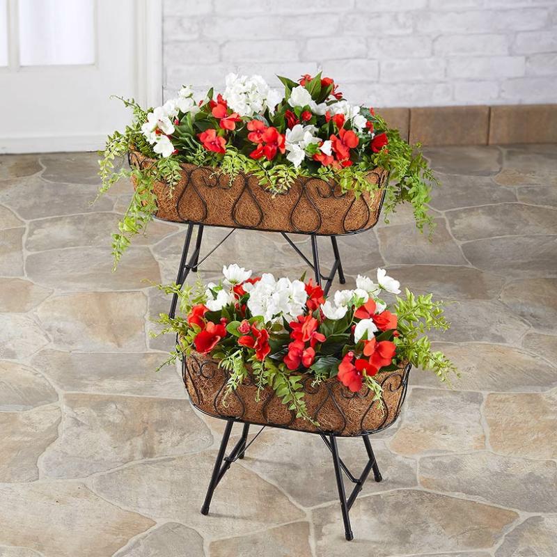 Planters & Gardening | Decorative Metal Plant Stand With Coir Liner Garden & Outdoors Planters & Gardening