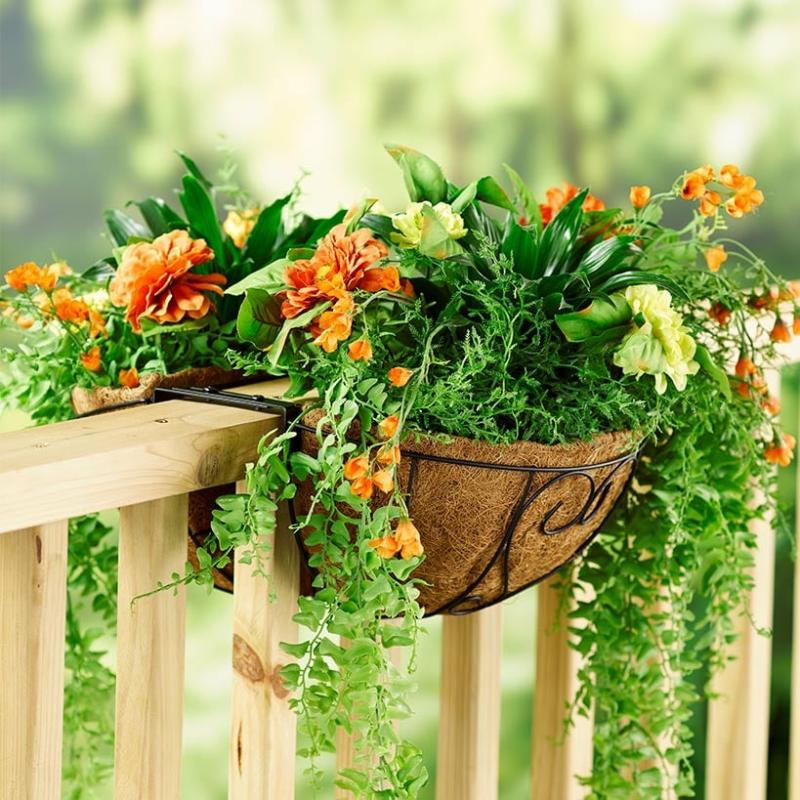 Planters & Gardening | Double-Sided Coir Railing Planters Garden & Outdoors Black