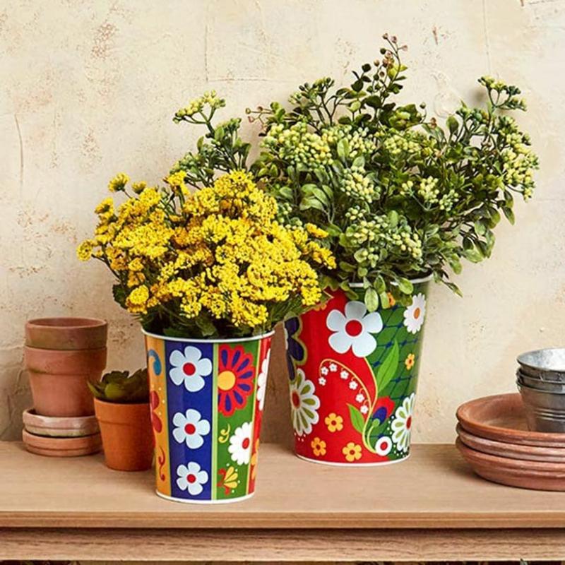 Planters & Gardening | Set Of 2 Talavera-Inspired Planters Garden & Outdoors Planters & Gardening