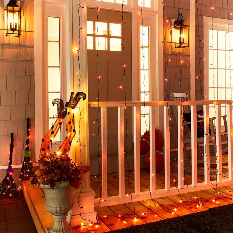 Solar & Outdoor Lighting | 10-Ft. Led Icicle Curtain Lights Garden & Outdoors Orange