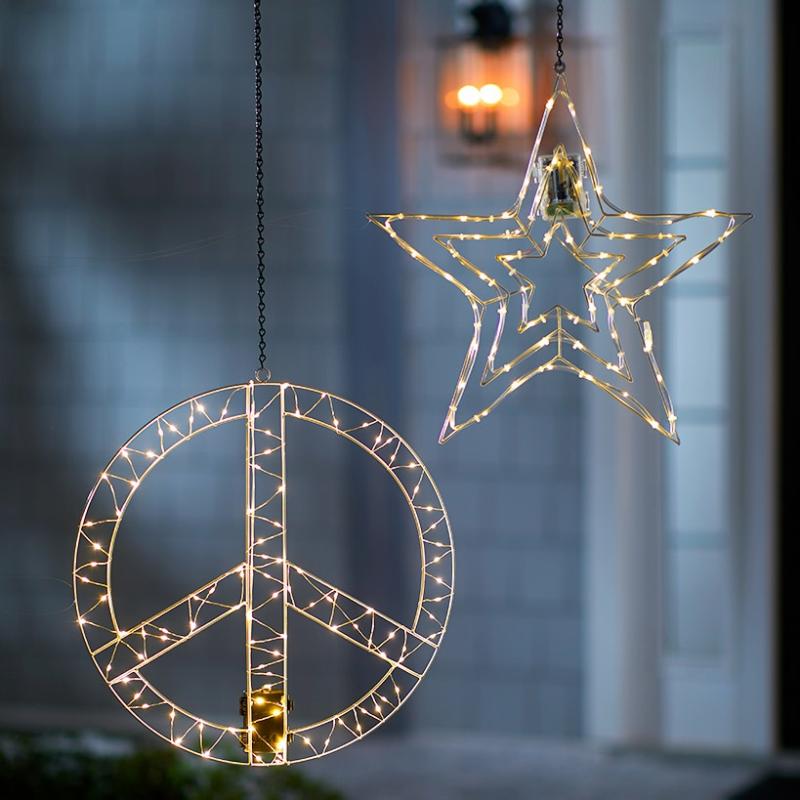 Solar & Outdoor Lighting | Lighted Hanging Star Or Peace Sign Garden & Outdoors Outdoor Decor