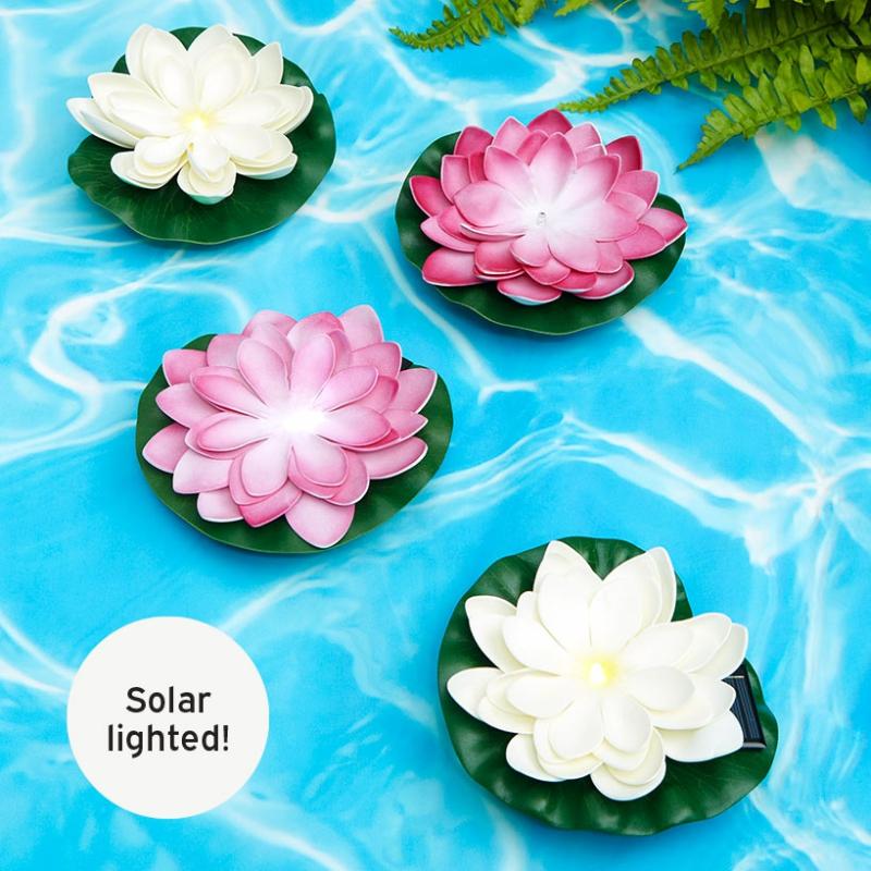 Solar & Outdoor Lighting | Set Of 2 Solar Floating Flower Lights Garden & Outdoors Pink