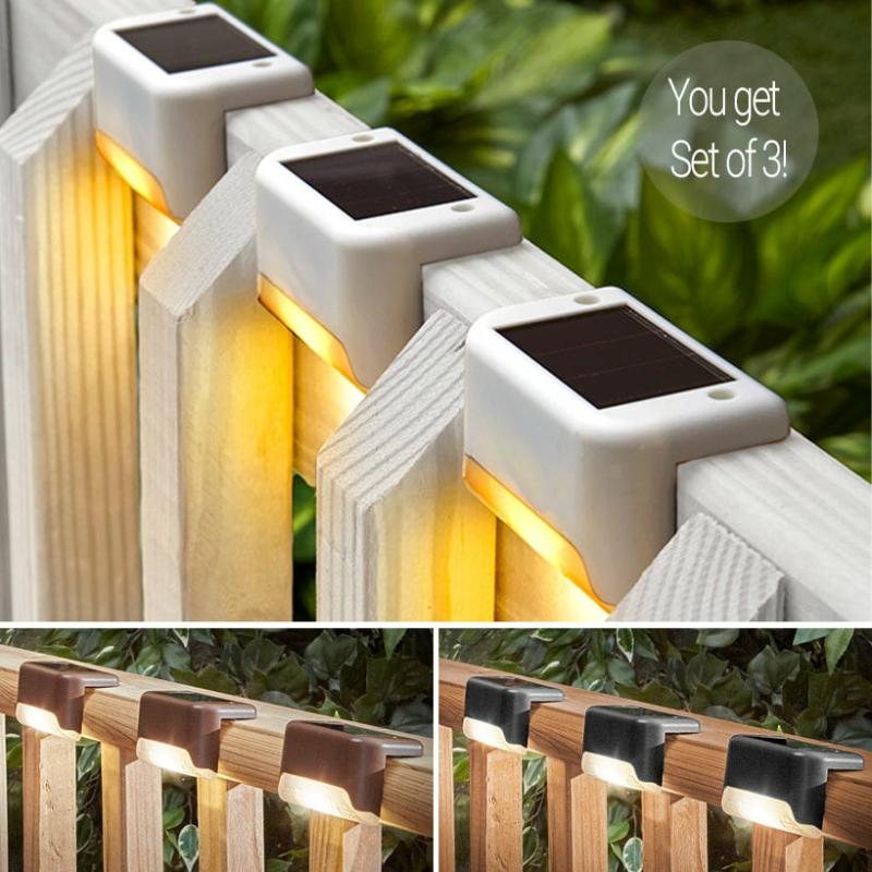 Solar & Outdoor Lighting | Sets Of 3 Solar Deck Lights Garden & Outdoors Black