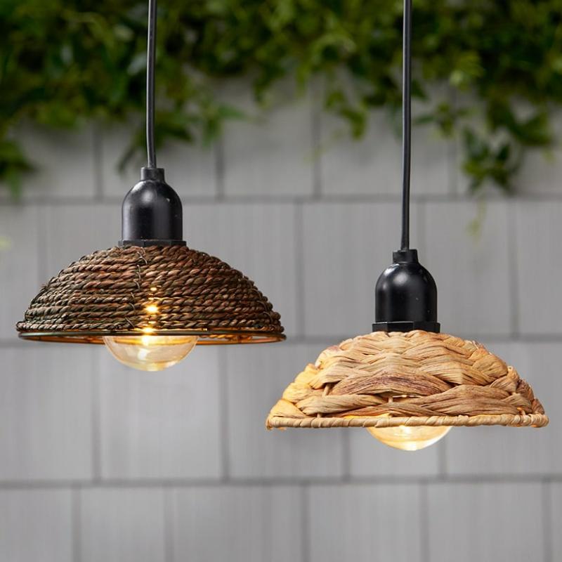 Solar & Outdoor Lighting | Small Solar Rattan Pendants Garden & Outdoors Brown