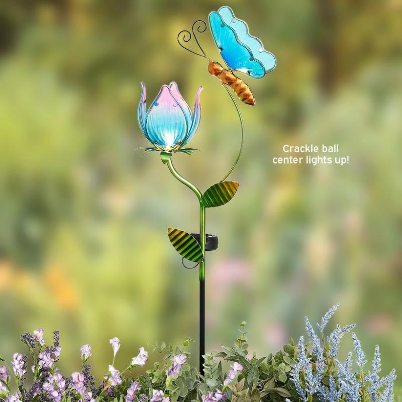 Solar & Outdoor Lighting | Solar Butterfly And Flower Garden Stake Garden & Outdoors Garden Accents