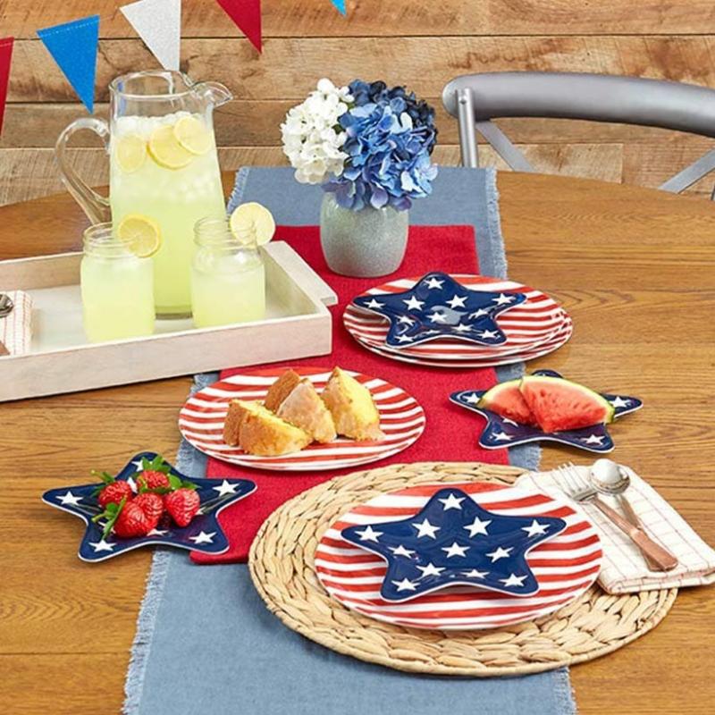 Dinnerware & Serveware | Set Of 4 Stars And Stripes Melamine Plates Dinnerware & Serveware Dinnerware & Serveware