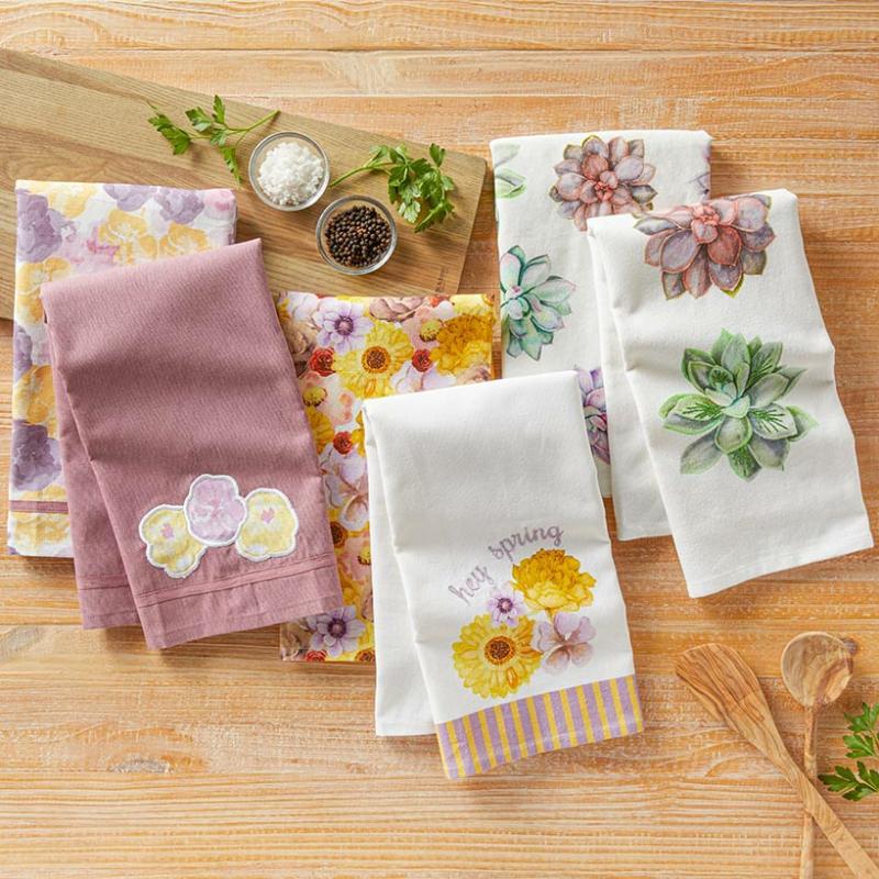 Kitchen & Table Linens | Sets Of 2 Purple Floral Towels Kitchen & Dining Kitchen & Table Linens