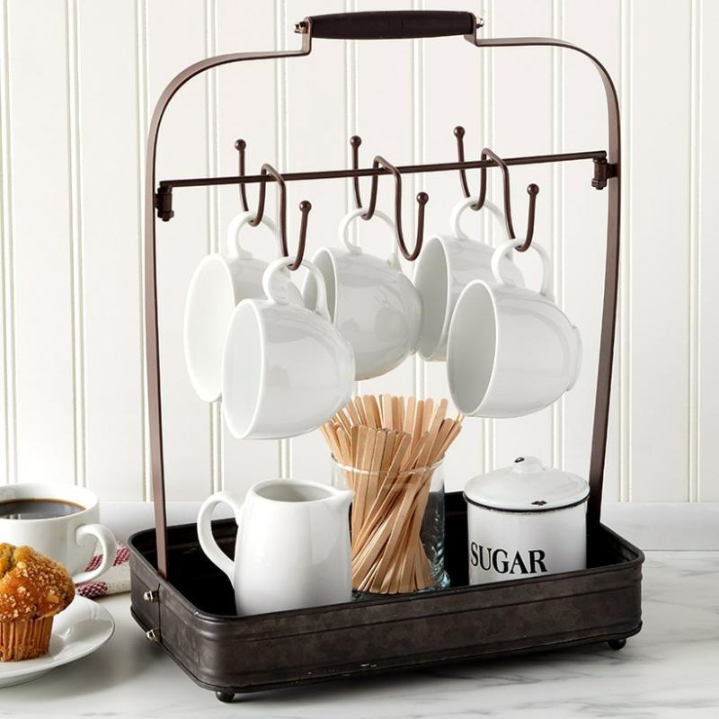 Storage & Organization | Farmhouse Coffee Mug Rack Kitchen & Dining Storage & Organization