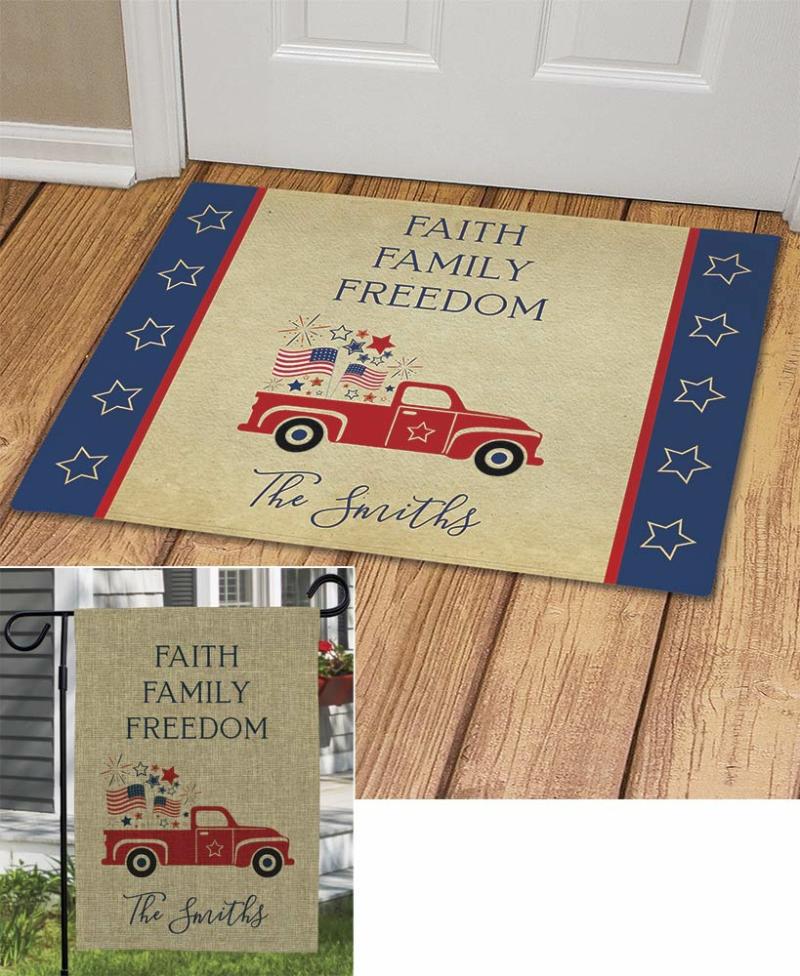 Outdoor Decor | Personalized Patriotic Truck Doormats Or Garden Flag Garden & Outdoors Outdoor Decor