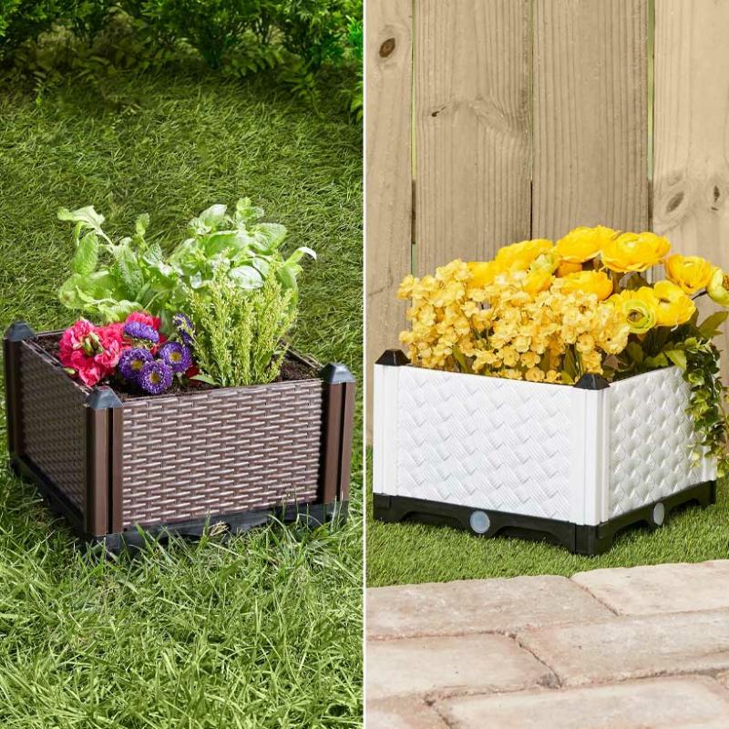 Planters & Gardening | 12" Raised Plastic Planters Garden & Outdoors Black