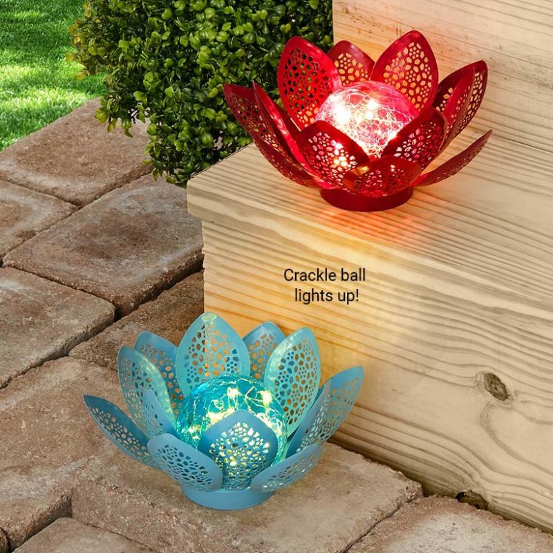 Solar & Outdoor Lighting | Filigree Flower Solar Gazing Ball Garden & Outdoors Blue