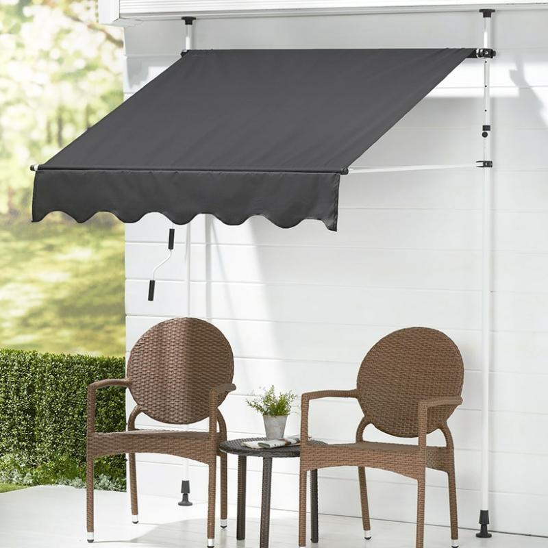 Outdoor Furniture | Telescoping Install-Free Sun Shield Awnings Garden & Outdoors Black